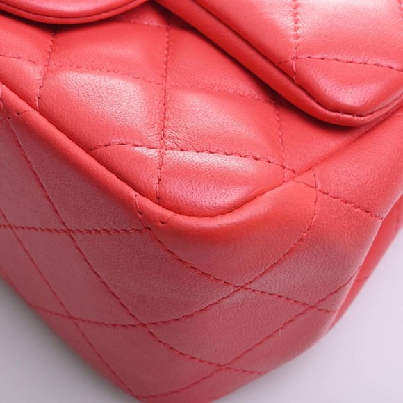 CHANEL Lambskin Mini Matelasse Coco Mark Chain Shoulder Bag Red Ladies - Picture 4 of 10